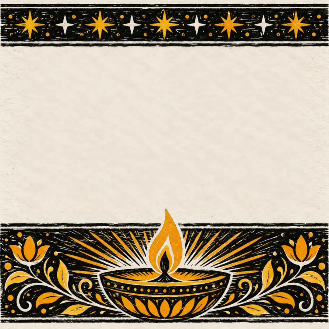 Linocut diya, post size